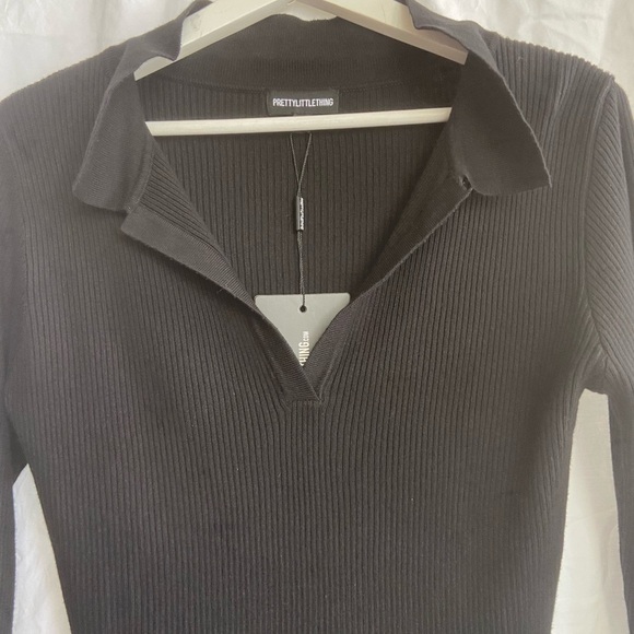 PRETTYLITTLETHING LONG SLEEVE RIB KNITTED BODYCON MINI DRESS Size Medium NEW - Picture 4 of 9